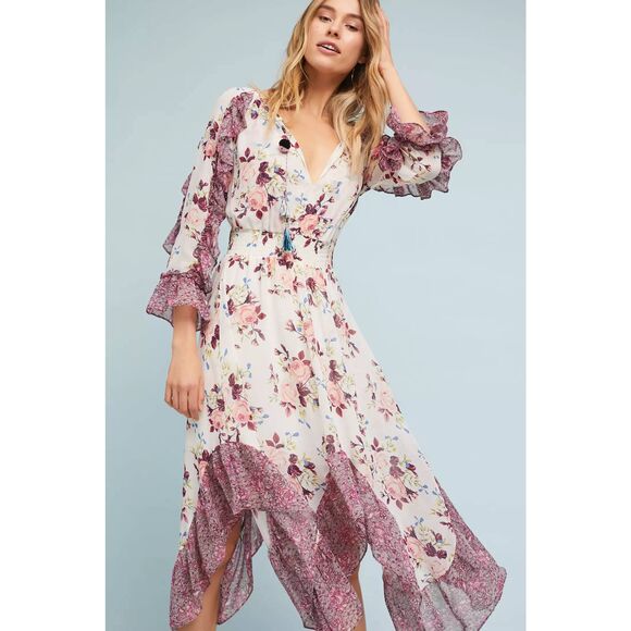 Misa LA Francoise Floral Ruffle Fairy Dress Sz. L New w Flaw - Picture 2 of 13